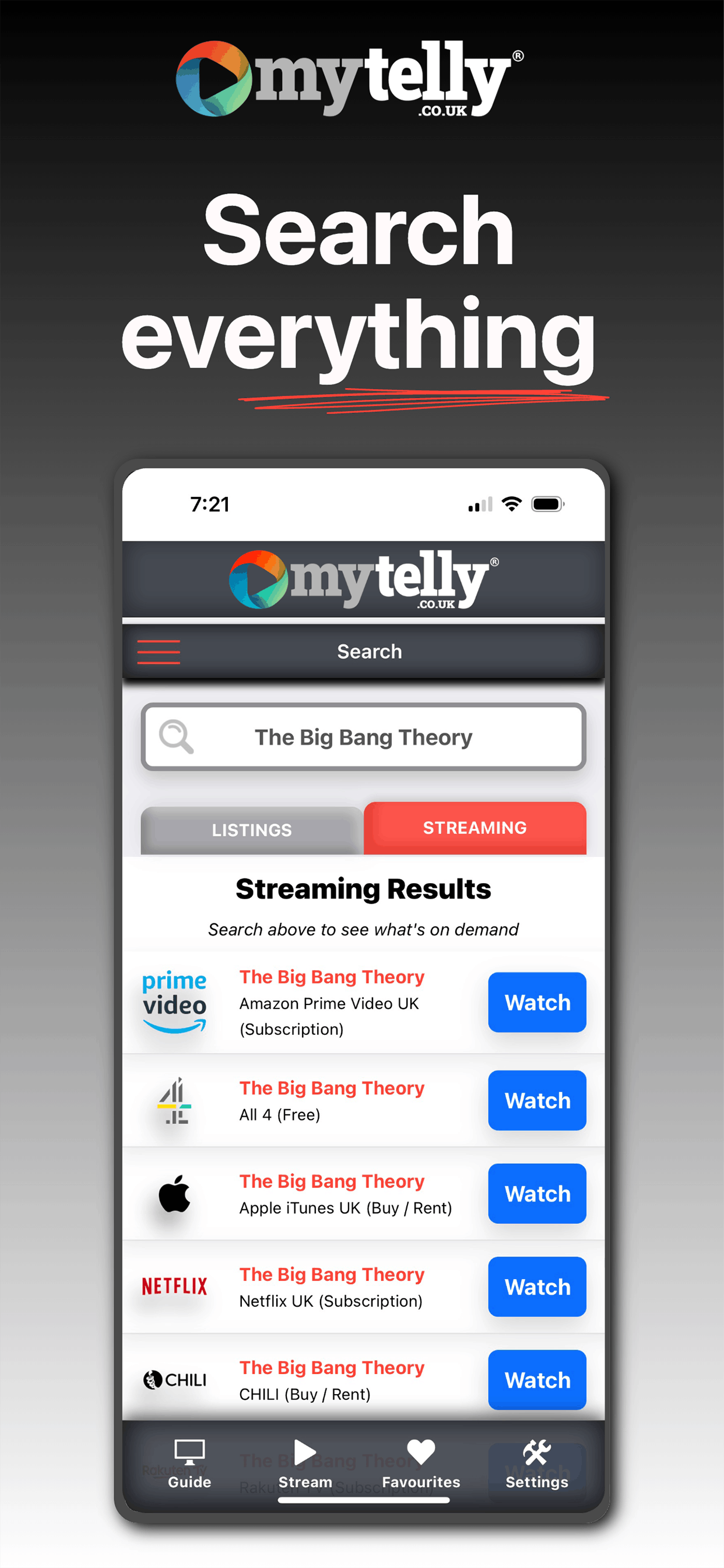 My Telly all-in-one programme and film search